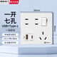國際電工86型一開(kāi)七孔快充插座面板家用墻壁手機USB+Type-c一鍵總控開(kāi)關(guān) 一開(kāi)七孔2USB【PC款】白色