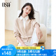 歐莎（OSA）法式通勤假兩件針織衫春秋慵懶風(fēng)高級(jí)感上衣女2025年新款 杏色 S