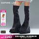 DAPHNE LAB方糖過膝靴大褲管 兩穿設(shè)計(jì)拉鏈靴增高長筒靴25秋冬新款七夕 牛仔水鉆款 37