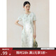 自巧小個子?xùn)|方簡奢風(fēng)新中式雨竹印花連衣裙女2024夏新款顯瘦中長裙子 雨竹印花 S (3碼)