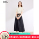 百圖betu女裝春夏新款襯衫優(yōu)雅國(guó)潮短袖襯衫新中式小衫女2403T52 淺杏色 S