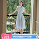 Olrain【時(shí)尚通勤套裝】條紋襯衫+半裙夏季女裝2025年新款兩件套衣服 藍(lán)條紋 M