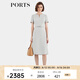 PORTS寶姿女裝2024春夏新款優(yōu)雅簡(jiǎn)約鏈條裝飾領(lǐng)淺灰色褶裥連衣裙 淺灰色 S (4)