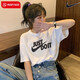 耐克（NIKE）男女T恤情侶裝 25夏季新款運(yùn)動服透氣休閑短袖套頭衫上衣情侶 男女同款/偏大/白色just M
