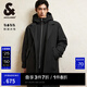杰克·瓊斯（JACK&JONES）男裝衣服秋冬潮流休閑靜奢風(fēng)中長(zhǎng)款羽絨服男假兩件連帽大衣外套 E40 黑色 XL 185