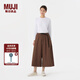 無印良品（MUJI） 女式 尼龍 寬版褲 褲子女款秋季 休閑褲 寬松褲 BEZ01C4A 棕色 L(165/70A)