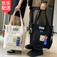 韞舜手提包男 日系簡(jiǎn)約帆布斜挎包大容量學(xué)生單肩旅行運動(dòng)休閑百搭 帆布笑臉斜挎手提包【黑色無(wú)掛飾】