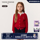 Teenie Weenie Kids小熊童裝25年新款女童百搭純棉絞花開(kāi)衫毛衣 紅色 160 cm