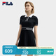 FILA 斐樂(lè)官方女裝編織連衣裙2025夏季新款時(shí)尚簡(jiǎn)約翻領(lǐng)修身裙子 傳奇藍(lán)-NV M 165/84A/M