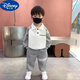 迪士尼（Disney）男童套裝寶寶秋裝新款小童春秋季洋氣童裝帥氣衛(wèi)衣兩件套韓潮 灰色-海軍領(lǐng)長(zhǎng)袖套裝 100 建議身高90-100厘米