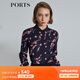 PORTS寶姿 商場(chǎng)同款新品女裝經(jīng)典撞色印花襯衫SL8B032KPS058 丈青 S (4)
