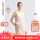 朗姿2025夏季新款無(wú)袖圓領(lǐng)連衣裙女直筒重工釘珠優(yōu)雅通勤都市裙子 淡粉色 XL