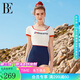 范德安（BALNEAIRE）【于文文同款】小紅心系列連體泳衣女士美背遮肉防曬海邊游泳 紅白藍(lán)拼接 M