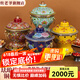 炊老爺（CHUILAOYE）景泰藍(lán)單人銅火鍋家商用老式小火鍋鍋具一人一鍋酒精爐火鍋專用鍋 藍(lán)牡丹[紫銅葫蘆款]+送燃油6件套 20cm
