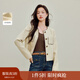 茵曼2025秋冬女裝新款法式通勤小香風(fēng)短外套休閑撞色顯瘦寬松上衣  杏黃色 M