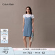Calvin KleinJeans25早秋新款女士復(fù)古法式性感ck純棉吊帶牛仔連衣裙47C742G XDM-牛仔淺藍(lán) M