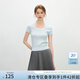 范思藍恩少女絞花針織衫女夏季2025假兩件拼接花邊領(lǐng)套頭上衣2202 天空藍 M