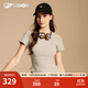 FILA FUSION斐樂(lè )潮牌女子針織短袖衫2025秋季新款時(shí)尚休閑緊身T恤 麥粉灰-GY S 160/80A/S