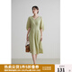 獨束大碼女裝法式V領(lǐng)連衣裙高腰顯瘦A字裙2024夏季新款 青藤綠 L (尺碼：2)