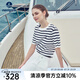 Navigare意大利小帆船女士T恤25春夏季新品休閑簡(jiǎn)約針織體恤百搭簡(jiǎn)約上衣 白底藍(lán)紋 L