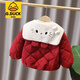 G.duck小黃鴨女童冬季加絨加厚棉襖寶寶甜美可愛(ài)超萌外套嬰幼兒小童棉衣 大翻領(lǐng)貓咪款棉衣【紅色】 110 cm