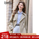 百圖betu女裝2025春季新款風(fēng)衣翻領(lǐng)松緊腰顯瘦袖口刺繡風(fēng)衣女2501T49 卡其色 XS
