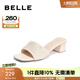 百麗風(fēng)琴一字拖女商場(chǎng)同款羊皮粗跟涼拖Z4L1DBT3 米白 35 (225mm)