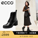 愛步（ECCO）靴子女 冬季百搭保暖系帶高跟短筒女靴馬丁靴 都市222223 黑色22222301001 37