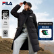 FILA 斐樂官方女士長款羽絨服冬季新品休閑舒適保暖上衣連帽外套 正黑色-BK XS 155/76A