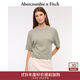 Abercrombie & Fitch女裝25秋季新款美式百搭羅紋針織圓領短袖套頭針織衫150-5346 磨砂橄欖色 S (165/92A)