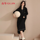 古今（GUJIN）超柔軟仿莫代爾睡裙女春秋新款長(cháng)袖家居服過(guò)膝長(cháng)款大碼睡衣連衣裙