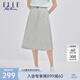 ELLE ACTIVE裙子女輕薄柔軟運(yùn)動A字半身裙中長款25春夏戶外登山抽繩梭織裙 淺灰色 XL