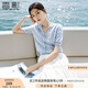 香影藍(lán)色針織t恤女2005夏季新款航海系小衫v領(lǐng)蝴蝶結(jié)正肩短袖上衣 航線藍(lán) M 160/84A/95-110斤