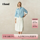 ELAND【棉麻混紡】衣戀短外套女透氣舒適簡(jiǎn)約直筒衣2025夏季新款 淺藍(lán)色(51)L/Blue S /160
