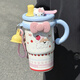 蒙福可愛保溫杯女士陶瓷內(nèi)膽大容量高顏值水杯咖啡杯兒童學(xué)生雙飲杯子 藍(lán)色小狗+公仔+蝴蝶結(jié) 600ml