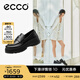 愛步（ECCO）厚底樂福鞋女倪妮同款英倫風(fēng)一腳蹬厚底增高牛皮女鞋 蹤跡220723 黑色22072301001 36 （尺碼偏?。? title=
