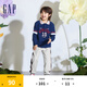 Gap男童春季logo撞色條紋松緊束口褲兒童裝長褲890425 灰色 150 cm(L)亞洲尺碼