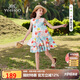 英氏（YEEHOO）女童連衣裙兒童裙子中大童裝背心裙純棉田園碎花公主夏 彩色  140