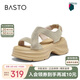 百思圖25夏商場(chǎng)同款涼鞋戶外厚底女涼鞋BP731BL5 杏色 37