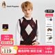 暇步士（Hush Puppies）【經(jīng)典款】童裝兒童男女大童秋季新款百搭時尚學(xué)院風(fēng)格紋馬甲 波爾多紅 150 cm