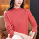 鹿王（KING DEER）中年媽媽秋冬裝軟糯純山羊絨毛衣高貴中老年女裝大碼羊毛打底衫 妃紅色 2XL 【135斤以?xún)取? title=