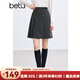 百圖betu女裝冬季新款半身裙高腰前后分割壓褶A型裙子女2411T67 深灰 S