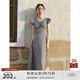 自巧小個(gè)子黑白格紋氣質(zhì)顯瘦度假連衣裙女2024夏裝新款收腰中長(zhǎng)裙 黑白格 M (4碼)