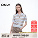 ONLY2025夏季新款復(fù)古學(xué)院風(fēng)撞色條紋親膚短款針織衫女|125245004 A41場空藍(lán)色 2XL