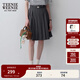 Teenie Weenie小熊女裝春夏休閑時(shí)尚高腰百褶半身裙可拆卸腰帶短裙 深灰色 S (160)