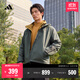 adidas拒水防風(fēng)保暖休閑加絨連帽夾克外套男女秋冬阿迪達斯輕運動(dòng)   常春藤綠   M