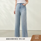 纖莉秀【設計感花邊寬松顯瘦百搭牛仔褲】大碼女裝胖mm2025夏新款1579 牛仔藍 2XL