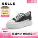 百麗（Belle）小白鞋女鞋商場款厚底增高一腳蹬單鞋透氣休閑鞋U8N1DAM3預(yù)售 黑色 37 (235mm)