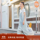 茵曼百搭簡約風(fēng)牛仔連衣裙兩件套裝夏女裝休閑背帶長裙子 淺牛仔 S
