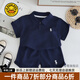 G.DUCKKIDS小黃鴨童裝男童夏季套裝兒童衣服男寶寶運動服純棉夏裝短袖兩件套 藏青色 90 尺碼建議1~2歲cm